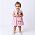 Kit Vestido com Boneca de pano Infantil Xadrez Rosa Conforto Luxo 100% Algodão 2 Meses até 4 Anos Clara - Imagem 3