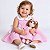 Kit Vestido com Boneca de pano Infantil Xadrez Rosa Conforto Luxo 100% Algodão 2 Meses até 4 Anos Clara - Imagem 1