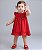 Vestido Bebê Vermelho Luxo Aplique Cereja Manga Curta 100% Algodão Mundo Nina - Imagem 2
