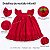 Vestido Bebê Vermelho Luxo Aplique Cereja Manga Curta 100% Algodão Mundo Nina - Imagem 4