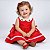 Vestido Bebê Menina e Infantil com bordado Cereja gola branca 100% Algodão 2 Meses a 8 Anos Marina - Imagem 1