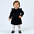 Vestido Bebê Plush Preto Luxo Festa Manga Longa Premium 2 Meses a 6 Anos - Imagem 3