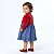 Vestido Bebê e Infantil Azul Jeans Aplique Cereja com Bolero Plush Vermelho Toque Pêssego 2 Meses a 6 Anos - Imagem 2