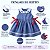 Vestido Infantil Jeans Gola Branca Bordado Cereja 100% Algodão 2 Meses a 8 Anos Mavie - Imagem 4