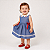 Vestido Infantil Jeans Gola Branca Bordado Cereja 100% Algodão 2 Meses a 8 Anos Mavie - Imagem 2