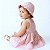 Vestido Bebe Floral Rosa com Chapéu 100% Algodão - Imagem 2