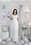 Vestido longo Branco com botões frontais com saia três marias e faixa na cintura - Imagem 1