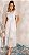 Vestido Branco Midi com listras prata e um leve brilho com babados no busto - Imagem 1