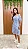 Vestido em tule azul  estampado  com manga flare, amarração na cintura - Imagem 1