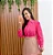 Camisa social feminina rosa bordada - Imagem 1