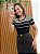 Blusa em tricô no preto com listra branca - Imagem 1