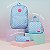 Kit Mochila Feminina Margaridas Azul com Lancheira e Estojo - Imagem 1