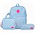 Kit Mochila Feminina Margaridas Azul com Lancheira e Estojo - Imagem 2