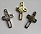 Cruz - Crucifixo - Pingente de ferro - 25 x 15mm -  Dourada, Prateada e Ouro Velho - Embalagem com 3 unidades da mesma cor - Imagem 1