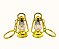 Miniatura - Chaveiro Lamparina Porta Óleo em Metal - Cor:  Dourada -  4,5cm x 3cm x 2,5cm - recipiente para 3ml de líquido/óleo - Imagem 1