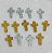 Cruz ou Crucifixo  em Acrílico com Purpurina - Cores: Prata ou Dourado - Tamanho: 13mmx21 (2.1cm altura x 1.3 cm largura)  - Embalagem com 5 unidades da mesma cor - Imagem 5