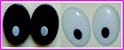 Olho Oval Branco com pupila Preta ou Preto com Pupila Branca - 22 mm - Pacote com 5 pares e Travas - Imagem 1
