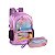 Super Kit Escolar Mochila Costas Sereia e Estojo Duplo Lilás - Imagem 1