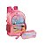 Super Kit Escolar Mochila Costas Sereia e Estojo Duplo Rosa - Imagem 1