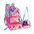 Kit Escolar Mochila + Lancheira + Estojo Rosa Holográfico - Imagem 1