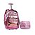 Kit Escolar Mochila de Rodinha Metalizada e Estojo RB Rosa - Imagem 1