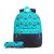 Kit Escolar de Mochila e Estojo Capricho Verde Água Floral - Imagem 1
