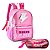 Kit Mochila e Estojo Menina Girl Power Rosa Brilho c/ Paete - Imagem 1
