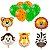 Kit 5 Balões Animais Metalizados Tema Safari e Bexigas - Imagem 1