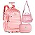 Mochila de Rodinhas Rosa RB + Lancheira + Estojo Box - Imagem 1