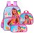 Kit Mochila Lancheira E Estojo Duplo Barbie Sereia Lilás - Imagem 1