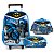 Kit Mochila Rodinhas Lancheira e Estojo Batman Moto Azul - Imagem 1