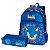 Kit Mochila de Costa + Estojo Duplo Sonic Azul Geomaze - Imagem 1