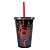 Copo com Canudo Iron Man Preto e Vermelho 450ml - Imagem 1