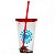 Copo com Canudo Capitã Marvel Com Glitters 450ml - Imagem 1