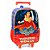 Mochila Rodinhas Mulher Maravilha + Lancheira + Estojo Azul - Imagem 2
