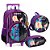 Mochila Rodinhas + Lancheira + Estojo Wandinha e Enid Roxo - Imagem 1