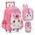 Mochila Rodas + Lancheira + Estojo Unicornio Petit Pink - Imagem 1