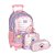KIT Mochila de Rodinhas + Lancheira + Estojo Rosa - UP4YOU - Imagem 1