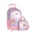KIT Mochila de Rodinhas + Lancheira Térmica Rosa - UP4YOU - Imagem 1