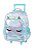 MOCHILA DE RODINHAS ESCOLAR UNICORNIO AZUL ARCO IRIS - Imagem 1