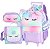 Kit escolar mochila rodinhas lancheira estojo unicornio - Imagem 1