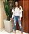 Camisa Feminina Jeanseria com Babados nos Ombros Branca - Imagem 2