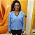 Camisa Feminina Jeanseria com babados no ombro Azul - Imagem 3