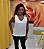 Blusa Feminina Jeanseria com trançado nas laterais branca - Imagem 1