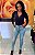 Calça Skinny Cintura Alta Jeans Azul Destroyed vista com botões - Imagem 2