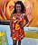 Vestido Curto em Viscose Estampado Laranja e Alcinha  Amicia Fashion - Imagem 3