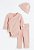 Conjunto de Bebê 3 Peças com Body Transpassado, Calça e Touca, Rosa Claro, H&M - Imagem 1