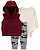 Conjunto de Bebê 3 Peças com Body Liso, Colete com Capuz Vinho e Calça Estampada de Aviões, Carter’s - Imagem 1