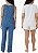 Conjunto de Pijama Feminino 4 Peças, Azul com Estampa e Cinza Liso, Eddie Bauer - Imagem 3
