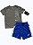 Conjunto Infantil, Camiseta Cinza e Short Azul, Nike - Imagem 1